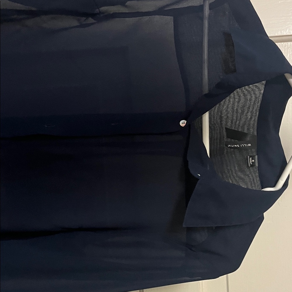 Willi Smith Sheer Navy Blue Blouse